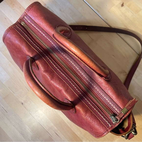 1937 Accessories Camden Satchel Doctors Bag Red Burgundy Leather - Picture 7 of 15